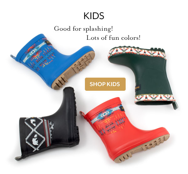 Kids. Good for splashing! Lots of fun colors! Shop Kids.